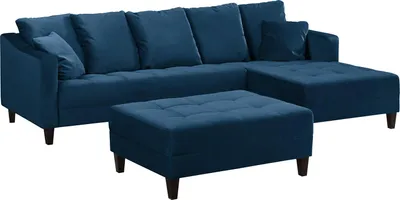 Produktbild von home24 Ecksofa mit Ottomane - Samt
