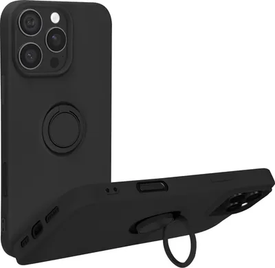 Obrázok produktu pre Avizar, mäkké dotykové puzdro s krúžkom Apple iPhone 16 Pro, čierne