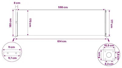 Produktbild von vidaXL Seitenmarkise Ausziehbar 180x614 cm Grau
