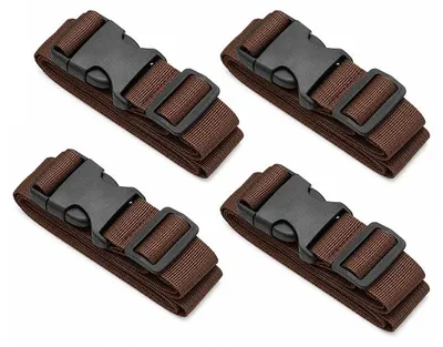 Image de Sangles de valise réglables, lot de 4, couleur marron, pour bagages