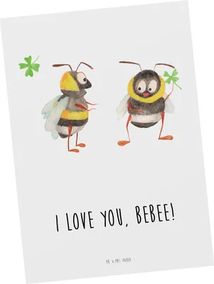 Produktbild von Mr. & Mrs. Panda Postkarte Bienen Paar - Weiß - Geschenk, Hochzeitstag, für Freundin, Fotokarte, Frauen, Schildkröten, Ansichtskarten, Ansichtskarte, Postkarten