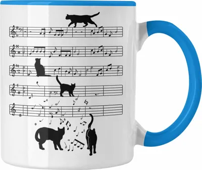 Produktbild von Trendation - Katze Tasse Lustig Geschenk Kaffeetasse Cat Kaffeebecher Grafik Katzenliebhaber Geschenke (Blau)