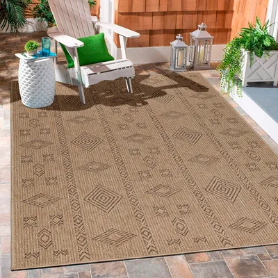 Zdjęcie produktu dla Carpetsale24 Dywan Wewn?trzny i Zewn?trzny P?askotkany Naturalny Wygl?d Sizal Wodoodporny Styl Skandynawski Boho, Rozmiar: 200x290 cm