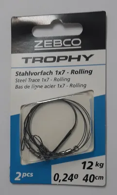 Produktbild von Zebco Trophy Stahlvorfach Hecht Stahlvorfächer 1x7 40cm 12kg 2 Stück