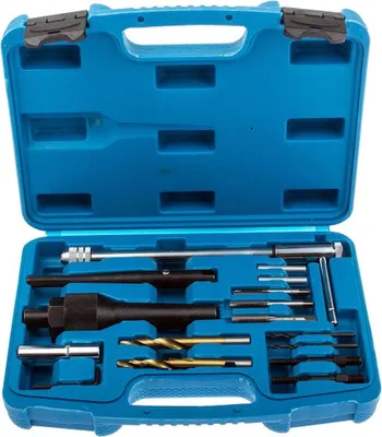 Image de Extracteur de bougies de préchauffage - Kit de réparation de filetage - Forets et clés - Pour culasse - Outillage automobile