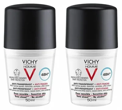 Produktbild von Vichy Homme Deodorant 48h Anti - Transpirant Roll - On 2 x 50ml