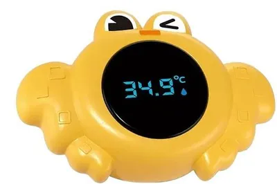Produktbild von Famanu Badthermometer für Kinder - Sichere Wassertemperatur - Krabben-Design - 12 cm - Gelb