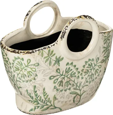 Produktbild von Keramik Pflanzgefäß mit floralen Motiven für Wohnbereich und Balkon