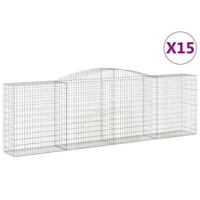 Produktbild von Gabionen mit Hochbogen 15 Stk 400x50x120/140cm Verzinktes Eisen