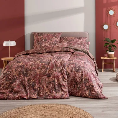 Produktbild von Estella Mako-Satin Bettwäsche Tiberio bordeaux 155x220 cm + 80x80 cm + 40x80 cm