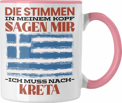 Produktbild von Trendation - Kreta Tasse Urlaub Heimat Geschenk Spruch Griechenland Geschenkidee (Rosa)