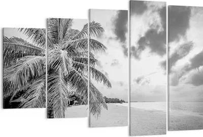 Produktbild von Bild auf Leinwand - Leinwandbild - 5 Teile - Monochrom Strand Wolken - 150x100cm - Wand Bild - Wanddeko - Wandbilder - Leinwanddruck - Bilder - Wanddekoration - Leinwand bilder - EG150x100-4677