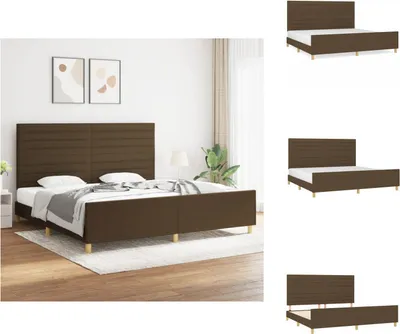 Produktbild von vidaXL Bettgestell mit Kopfteil Dunkelbraun 200x200 cm Stoff -  Betten & Bettgestelle