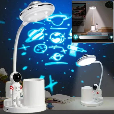 Produktbild von LED Schreibtischlampe Tischlampe Sternenprojektor Leselampe Nachttischlampe USB