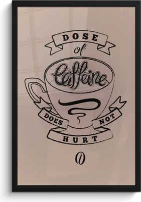Produktbild von MuchoWow® MuchoWow® Gerahmtes Poster Kaffee - Sprichwörter - Vintage - Eine Dosis Koffein tut nicht weh - Zitate 40x60 cm - Poster mit zchwarzem Bilderrahmen - Papierdruck - Wandbilder
