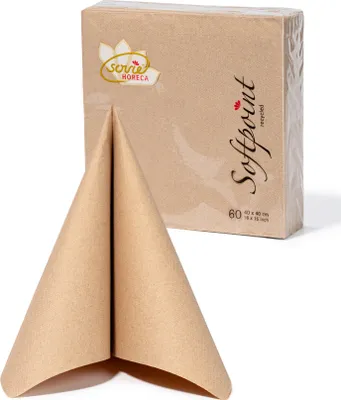 Produktbild von Sovie HORECA Serviette in Braun (recycled Tissue) aus Softpoint 40 x 40 cm, 2-lagig, 60 Stück