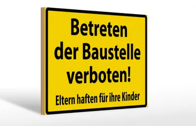 Produktbild von Holzschild Warnschild 30x20cm Betreten Baustelle verboten