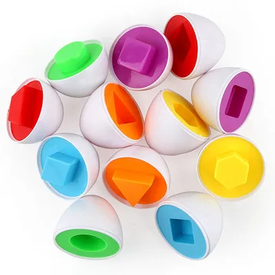 Produktbild von YisibaihTao, Lernspielzeug, Form- und Farbsortier-Eier, 12 Stück, Kunststoff, Bunt, 4,5 x 6 cm, ungiftig, leicht steckbar