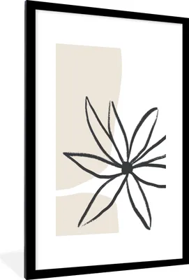 Produktbild von MuchoWow® Gerahmtes Poster Blumen - Minimalismus - Pastell 60x90 cm - Poster mit Schwarzem Bilderrahmen Wandposter Rahmen Foto Bilder - Dekoration - Wandposter Wohnzimmer - Hochwertig