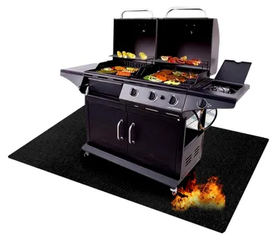 Produktbild von Feuerfeste Unterlage Faltbare Grillmatte Bodenschutz für Gasgrill, Grillschutzmatte für Outdoor BBQ, Kamin, Rasen und Camping