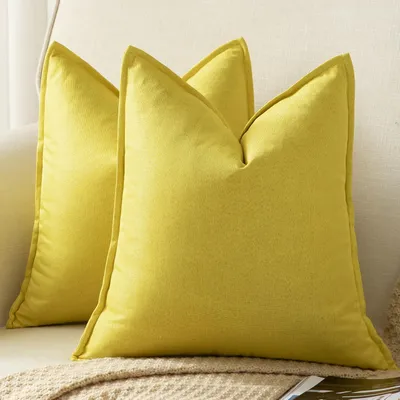 Immagine prodotto di Coperte per cuscini in lino, 40x40 cm, colore giallo, set da 2
