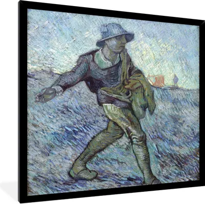 Produktbild von MuchoWow® Gerahmtes Poster Der Sämann (nach Millet) - Vincent van Gogh 40x40 cm - Poster mit Schwarzem Bilderrahmen Wandposter Rahmen Foto Bilder - Mit Rahmen - Wanddekoration Schlafzimmer