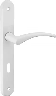 Image de Ensemble de poignées pour porte intérieure Hebe trou de clé, carré 7mm, entr'axes 195mm, laqué blanc - THIRARD