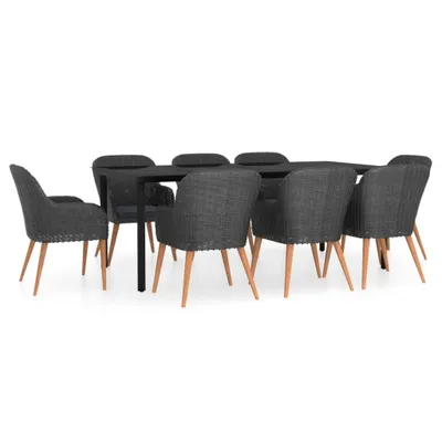Immagine prodotto di vidaXL Set da pranzo da giardino 9 pezzi con cuscini nero