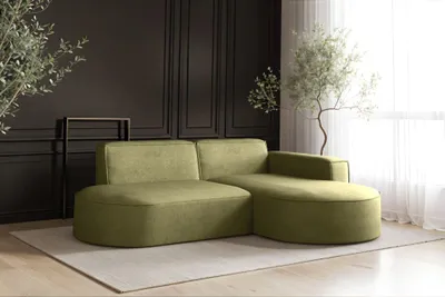 Image de Canapé en L Modena, Canapé d'angle Moderne Et Confortable Tissu Salvador Droit Olive