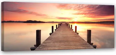 Produktbild von Leinwandbild sonnenuntergang über der brücke 150x50 cm Feeby farbe wandbild bereit zum aufhängen