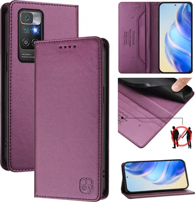 Immagine prodotto di Custodia in pelle per Xiaomi Redmi 10, flip case con slot per carte, portafoglio e supporto Viola