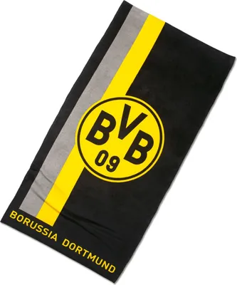 Produktbild von BVB-Duschtuch mit Logo im Streifenmuster 70x140cm