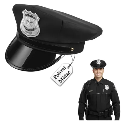 Produktbild von Polizeimütze für Erwachsene in Schwarz
