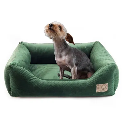 Obrázok produktu pre Prémiový pelech pre psov Velvet Green M - 75x65x22 cm | Mäkká pohovka pre psy a mačky