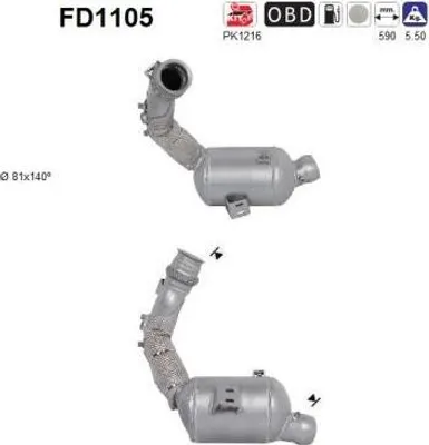 Produktbild von AS FD1105 Dieselpartikelfilter Rußpartikelfilter DPF passend für MERCEDES-BENZ C-Klasse Limousine (W204) Abgasanlage Diesel