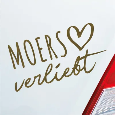 Produktbild von Auto Aufkleber Moers verliebt Herz Stadt Heimat Liebe Car 19x10 cm Gold Sticker Heckscheibenaufkleber