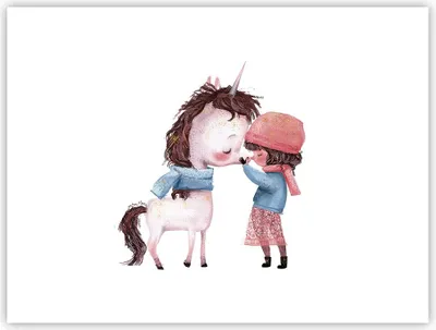 Produktbild von Poster - Poster ohne Rahmen - Einhorn Mädchen Kinder - 40x30 cm - Wand Bild - Wanddeko - Wandbilder - Kunstposter - Wandposter - Bilder - Kunstdruck - Wanddekoration - Wandbild - P2XAA40x30-4733