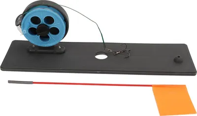 Image de Combinaison canne/moulinet portable avec pointe pour la pêche sur glace et base de drapeau flottant pour l'hiver