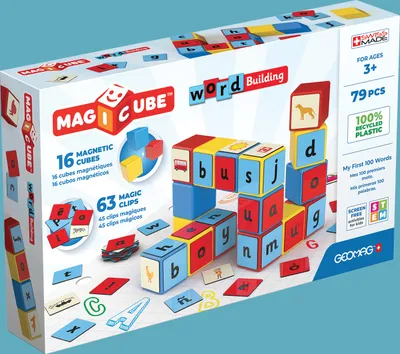 Obrázek produktu pro Geomag Magicube Word Building Recycled Clips 79 pc