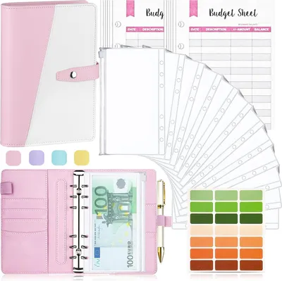 Produktbild von Budgetmap mit Umschlag - A6 Budgetplaner - Rosa - Kunstleder