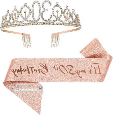 30. Geburtstag Schärpe und Tiara Set für Mädchen, Partydekoration, Geburtstagsfeier Dekoration, Glückliche 30.