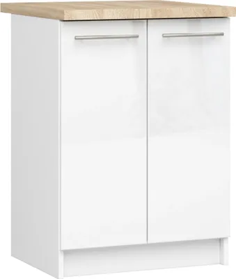 Obrázek produktu pro Akord Kuchyňská skříňka Oliwia dvoudveřová s policí Bílá/bílý lesk 60x46x85 cm