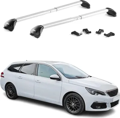 Image de Barres de toit transversales pour Peugeot 308 Break 2013-2021 Alu Gris 2x ABE