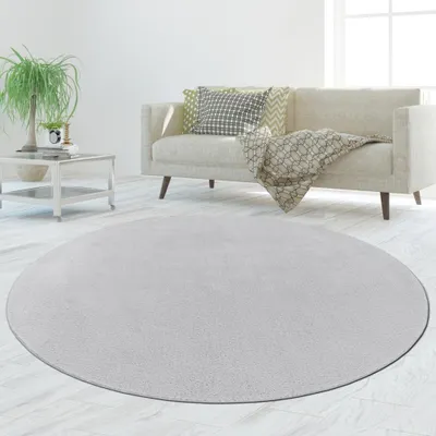 Image de Tapis argenté doux décoratif facile à entretenir avec un accent brillant Taille - 120 cm Rond