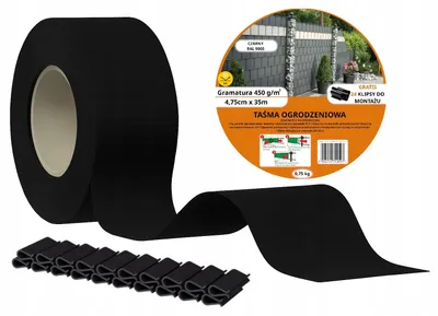 Produktbild von Ekspand | Zaunband - Schwarz - 4,75 cm x 35 m - UV-beständig - 24 Clips