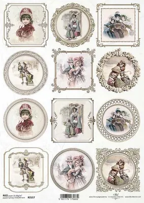 Immagine prodotto di ITD carta di riso per decoupage, cornice vintage, paesaggi invernali R2117