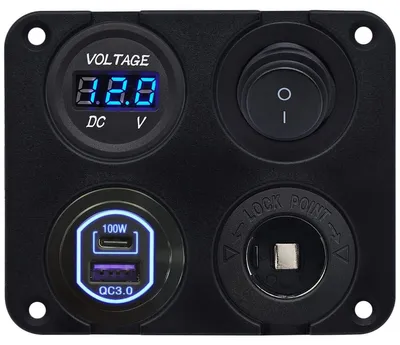 Produktbild von ProRide 12-24V USB/USB-C KFZ-Einbauladegerät 2 Anschlüsse 100W QC3.0 Blau