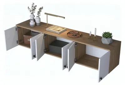 Produktbild von Jelsi - Hängeschrank, 180x44h cm Eiche Braun, 6 Türen