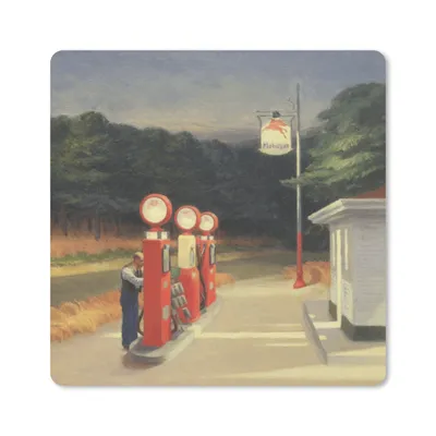 Produktbild von MuchoWow® Mauspad Mousepad Benzin - Edward Hopper 20x20 cm - Mousepads - Maus Mat - Pad - Mausunterlage - Desk Mat - Bureauartikeln