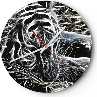 Produktbild von Wanduhr - Rund - Glasuhr - Abstraktion modern - 40x40cm - Schleichendes Uhrwerk - Lautlos - zum Aufhängen bereit - Dekoration Modern - Wanddekoration aus Glas - C3AR40x40-3561